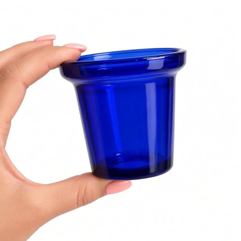 Vintage Cobalt Blue Glass Citrus Juicer, Reamer Set, Starburst Base, Kitchen